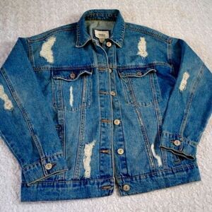 Forever 21  los angeles Woman's Denim jeans jacket size S Distressed